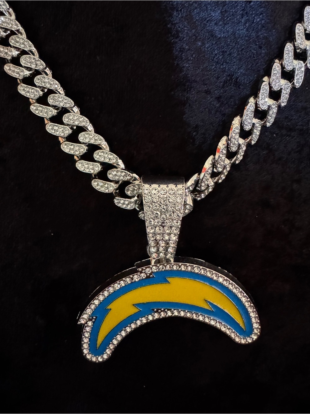 NFL San Diego Pendant with 20” Crystal Chain Unisex Football Jewelry